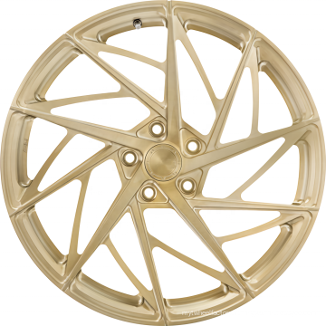 Roues de voiture forgé personnalisée 6061 Alliage en aluminium Aluminium 5 trous Brosse Gold Rim